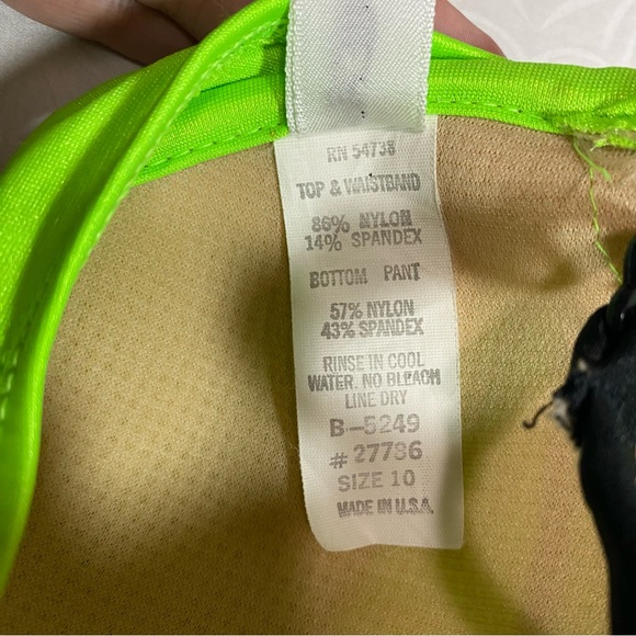 Vintage 80’s Bikini Top Highlighter Green Neon Halter Scrunch Twist Tie - Picture 10 of 13